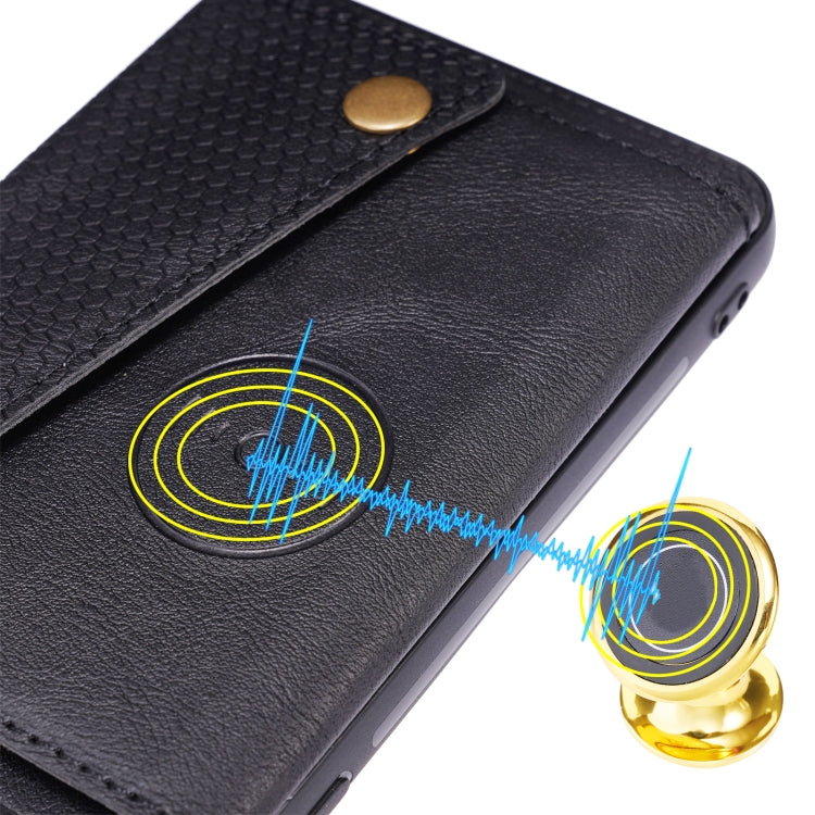 For OPPO A95 5G Double Buckle PU + TPU Shockproof Magnetic Protective Case with Card Slot & Holder