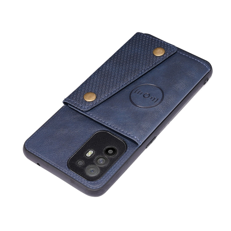 For OPPO A95 5G Double Buckle PU + TPU Shockproof Magnetic Protective Case with Card Slot & Holder