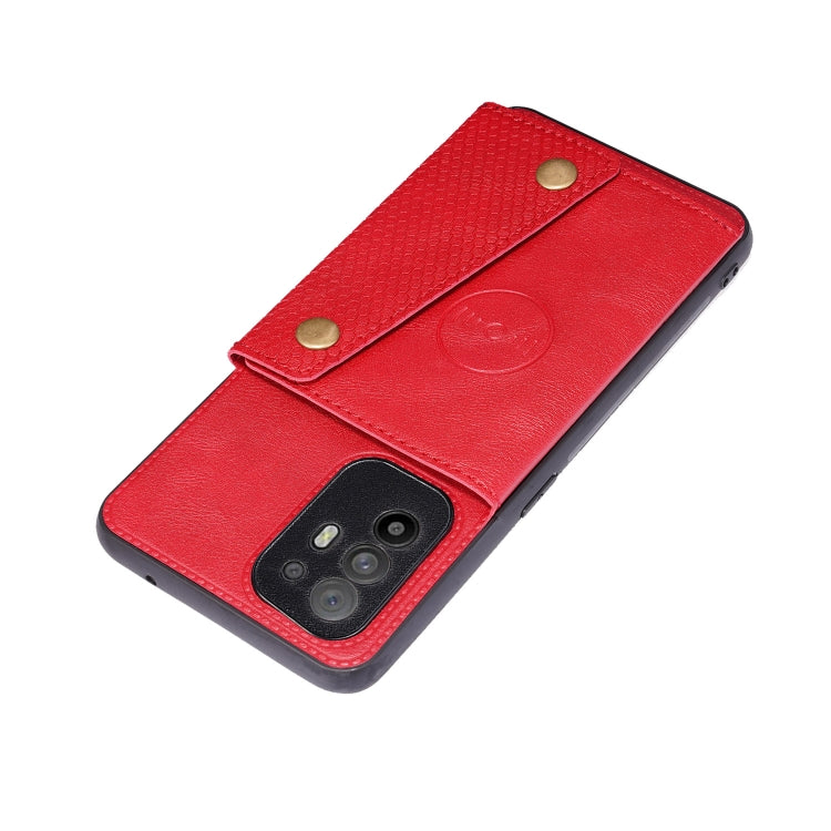 For OPPO A95 5G Double Buckle PU + TPU Shockproof Magnetic Protective Case with Card Slot & Holder