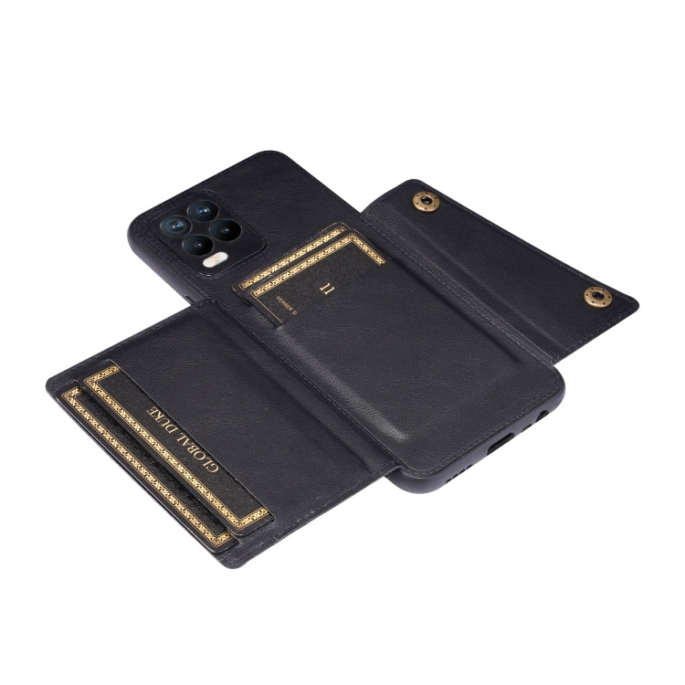 For OPPO Realme 8 / 8 Pro Double Buckle PU + TPU Shockproof Magnetic Protective Case with Card Slot & Holder