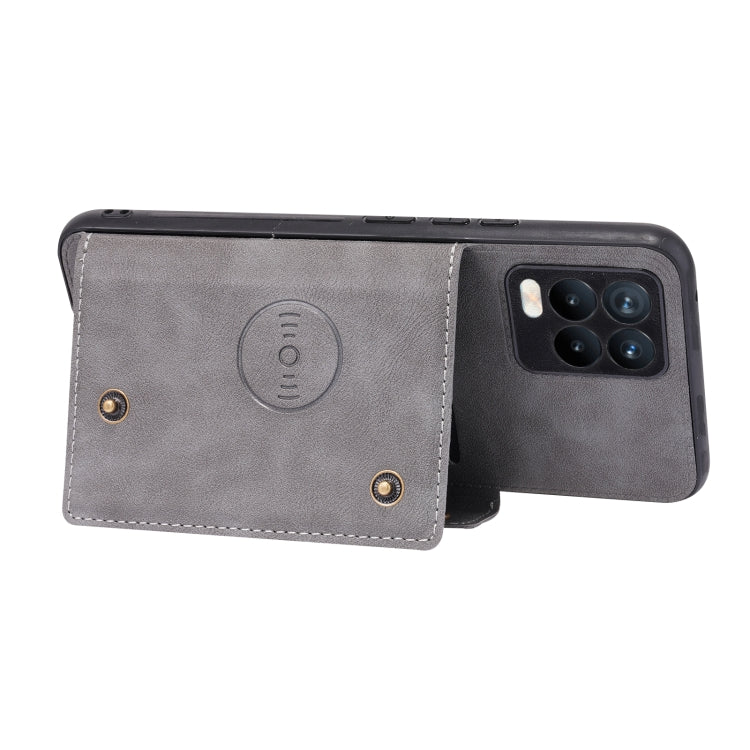 For OPPO Realme 8 / 8 Pro Double Buckle PU + TPU Shockproof Magnetic Protective Case with Card Slot & Holder