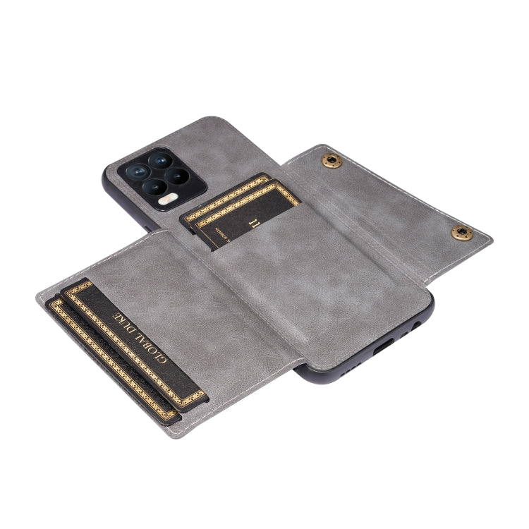 For OPPO Realme 8 / 8 Pro Double Buckle PU + TPU Shockproof Magnetic Protective Case with Card Slot & Holder