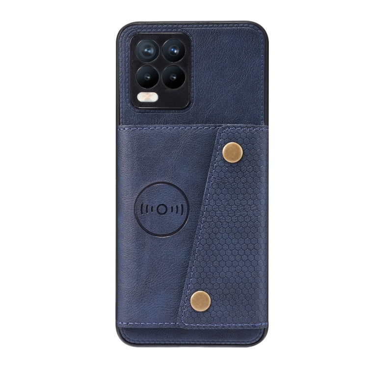 For OPPO Realme 8 / 8 Pro Double Buckle PU + TPU Shockproof Magnetic Protective Case with Card Slot & Holder