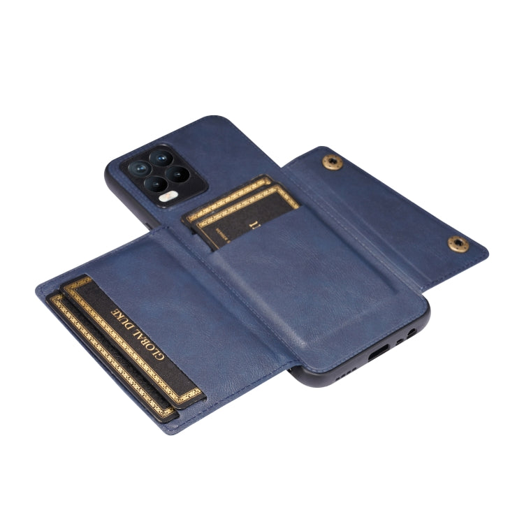 For OPPO Realme 8 / 8 Pro Double Buckle PU + TPU Shockproof Magnetic Protective Case with Card Slot & Holder