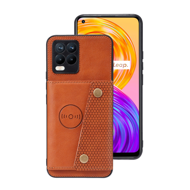 For OPPO Realme 8 / 8 Pro Double Buckle PU + TPU Shockproof Magnetic Protective Case with Card Slot & Holder