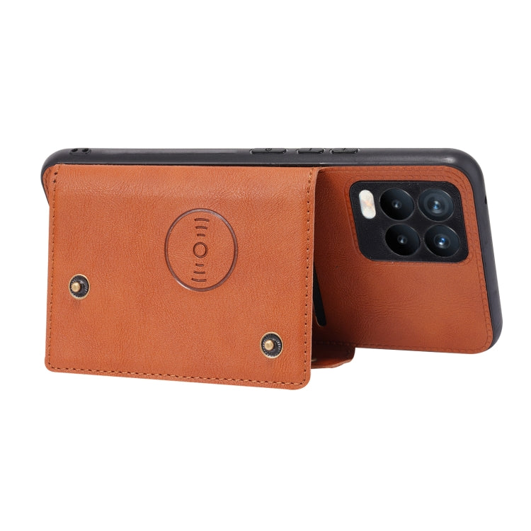 For OPPO Realme 8 / 8 Pro Double Buckle PU + TPU Shockproof Magnetic Protective Case with Card Slot & Holder