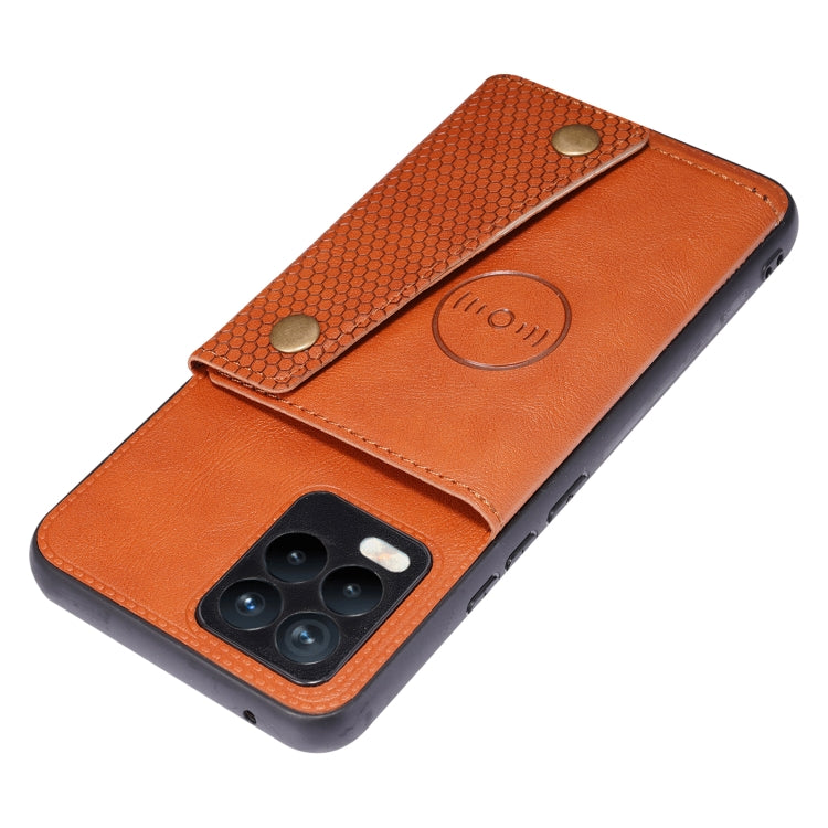 For OPPO Realme 8 / 8 Pro Double Buckle PU + TPU Shockproof Magnetic Protective Case with Card Slot & Holder