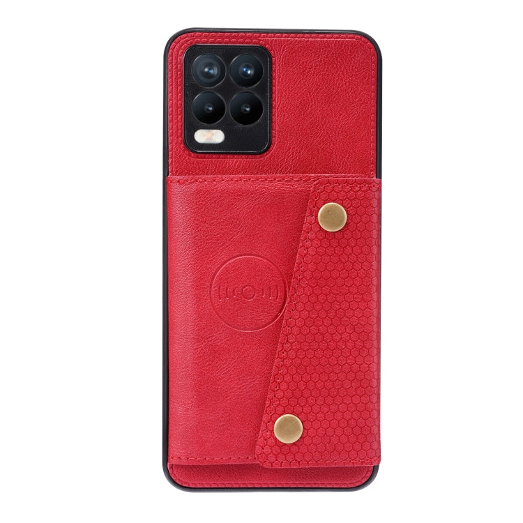 For OPPO Realme 8 / 8 Pro Double Buckle PU + TPU Shockproof Magnetic Protective Case with Card Slot & Holder