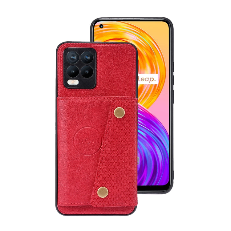 For OPPO Realme 8 / 8 Pro Double Buckle PU + TPU Shockproof Magnetic Protective Case with Card Slot & Holder