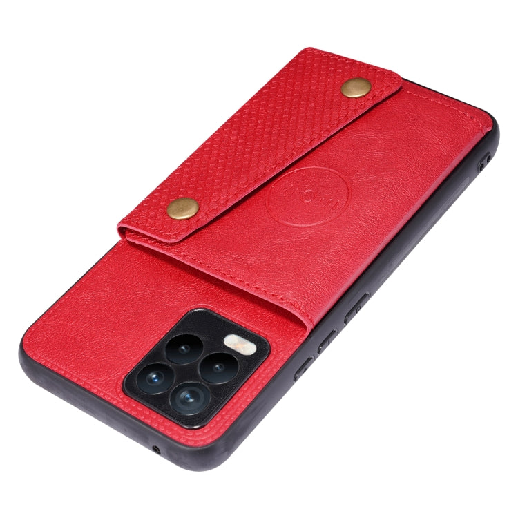 For OPPO Realme 8 / 8 Pro Double Buckle PU + TPU Shockproof Magnetic Protective Case with Card Slot & Holder