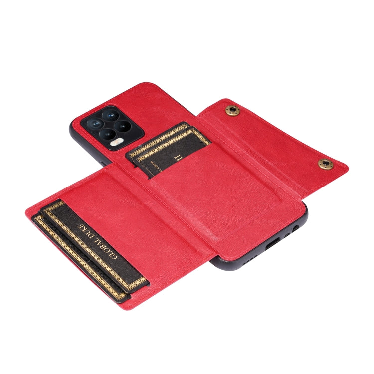 For OPPO Realme 8 / 8 Pro Double Buckle PU + TPU Shockproof Magnetic Protective Case with Card Slot & Holder