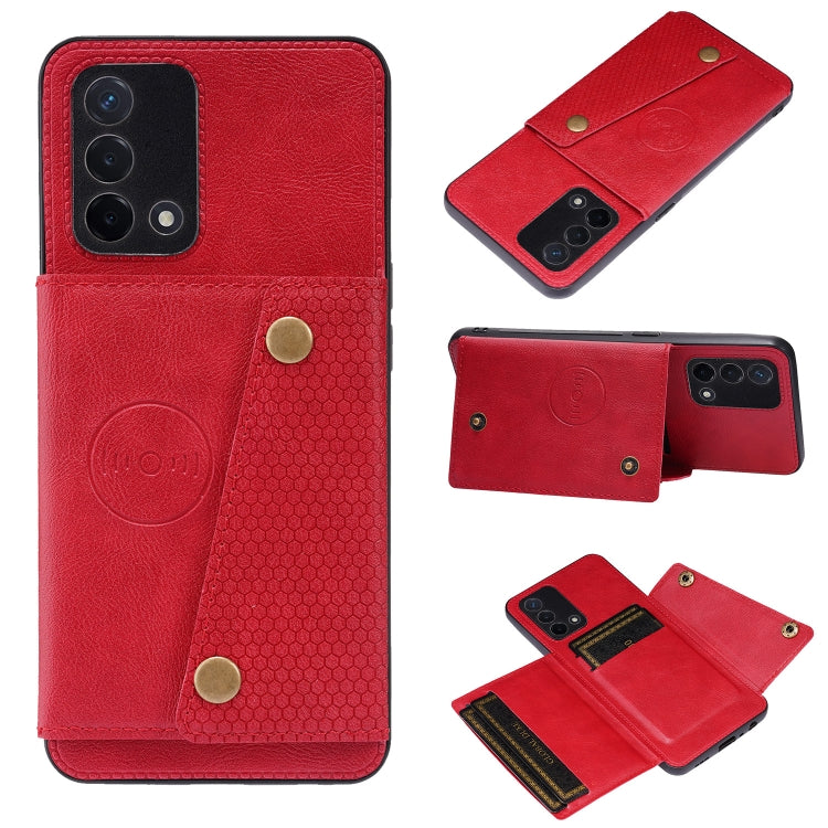 For OPPO K9 Double Buckle PU + TPU Shockproof Magnetic Protective Case with Card Slot & Holder
