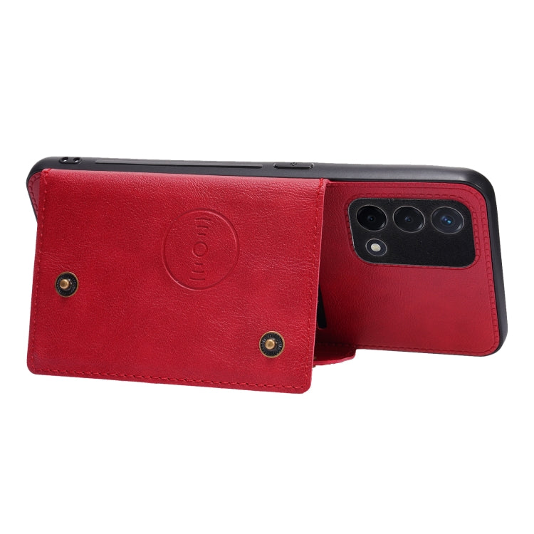 For OPPO K9 Double Buckle PU + TPU Shockproof Magnetic Protective Case with Card Slot & Holder