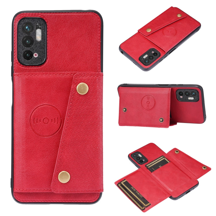 For Xiaomi Redmi Note 10 5G Double Buckle PU + TPU Shockproof Magnetic Protective Case with Card Slot & Holder