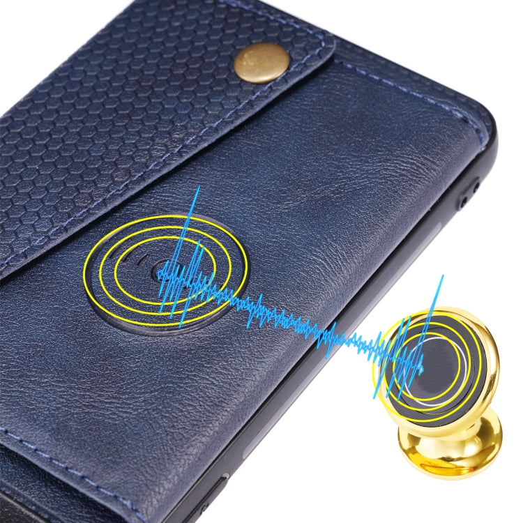 For Huawei P50 Double Buckle PU + TPU Shockproof Magnetic Protective Case with Card Slot & Holder
