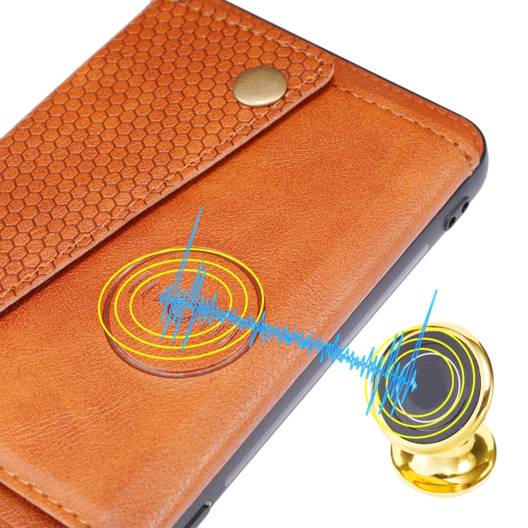 For Huawei P50 Double Buckle PU + TPU Shockproof Magnetic Protective Case with Card Slot & Holder