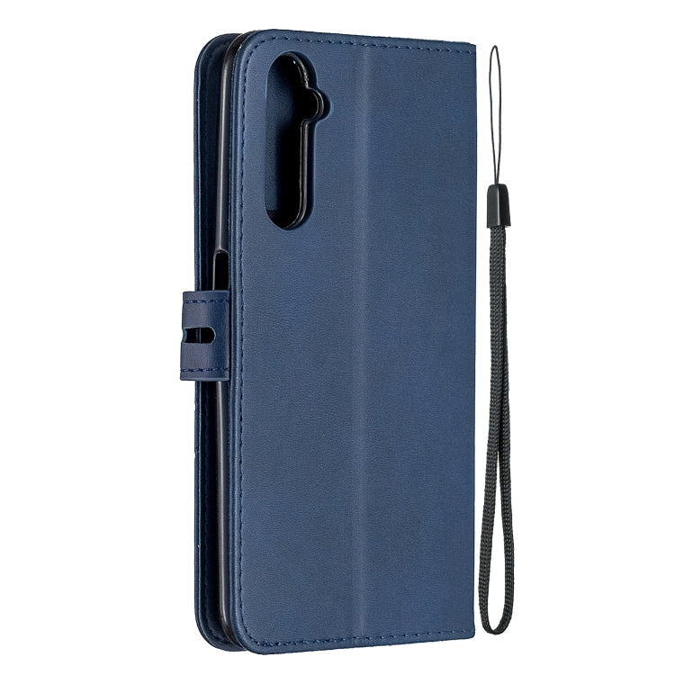 For OPPO Realme 6 Stitching Style 2-Color Cow Texture Horizontal Flip PU Leather Case with Holder & Card Slot & Lanyard