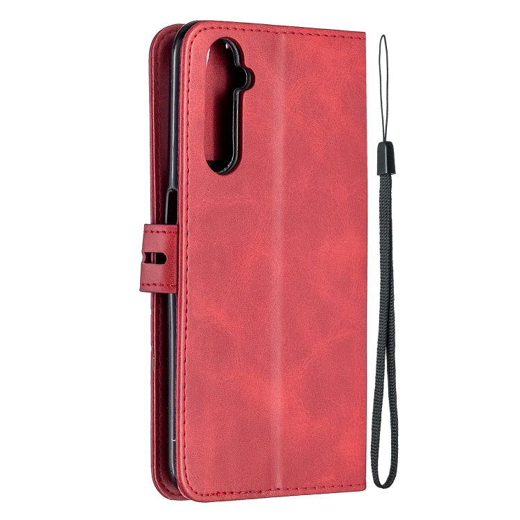 For OPPO Realme 6 Stitching Style 2-Color Cow Texture Horizontal Flip PU Leather Case with Holder & Card Slot & Lanyard