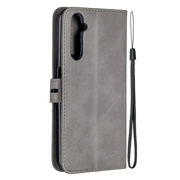For OPPO Realme 6 Pro Stitching Style 2-Color Cow Texture Horizontal Flip PU Leather Case with Holder & Card Slot & Lanyard