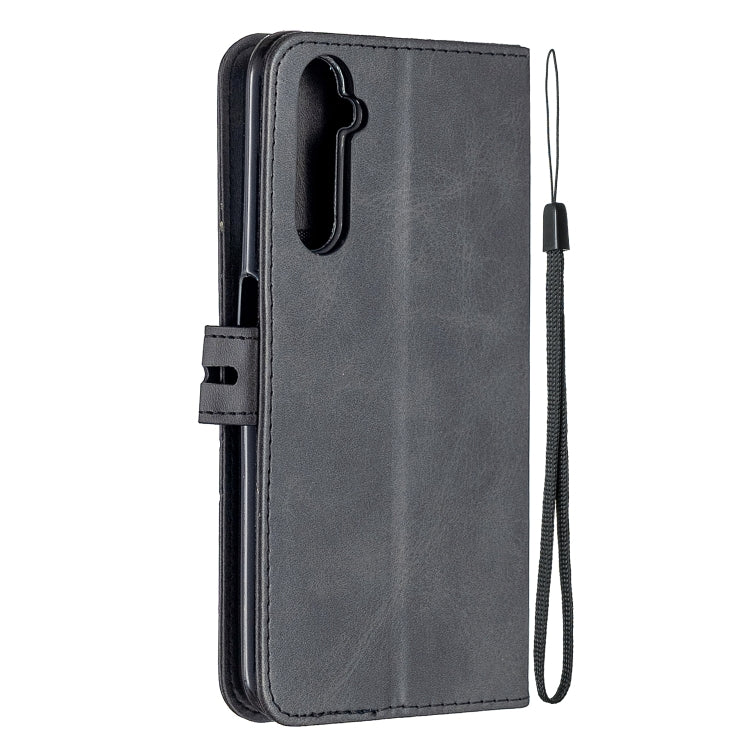 For OPPO Realme 6 Pro Stitching Style 2-Color Cow Texture Horizontal Flip PU Leather Case with Holder & Card Slot & Lanyard