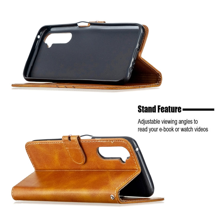 For OPPO Realme 6 Pro Stitching Style 2-Color Cow Texture Horizontal Flip PU Leather Case with Holder & Card Slot & Lanyard