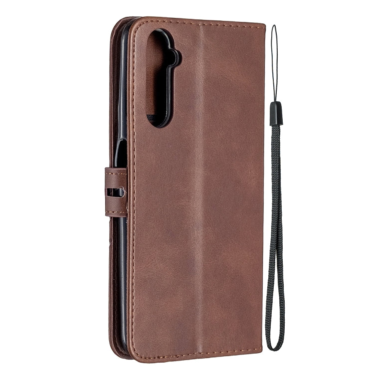 For OPPO Realme 6 Pro Stitching Style 2-Color Cow Texture Horizontal Flip PU Leather Case with Holder & Card Slot & Lanyard