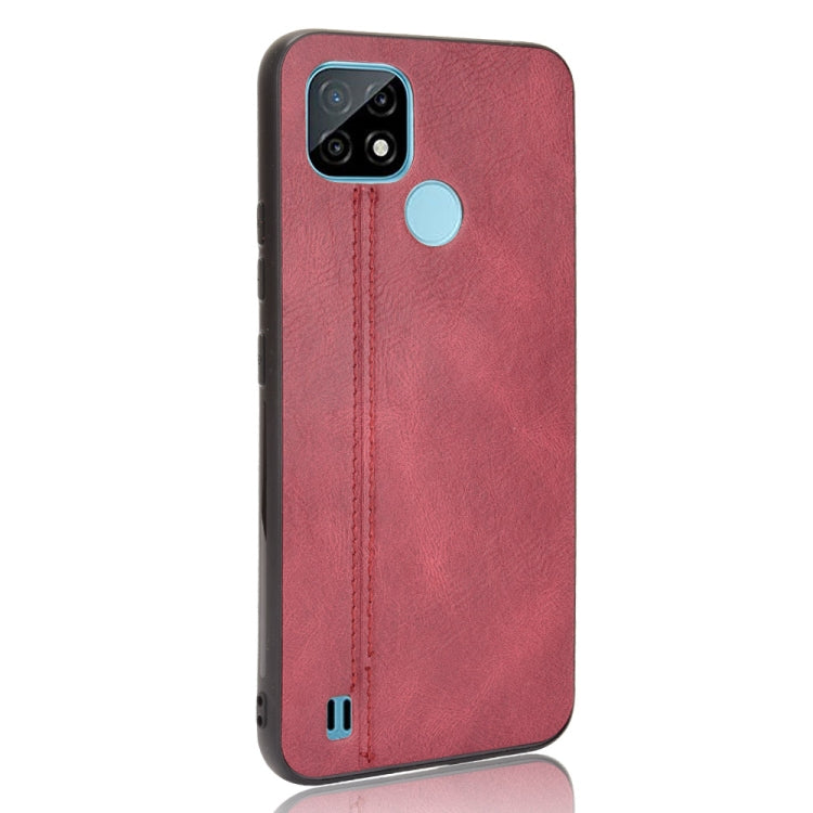 For OPPO Realme C21 Shockproof Sewing Cow Pattern Skin PC + PU + TPU Case