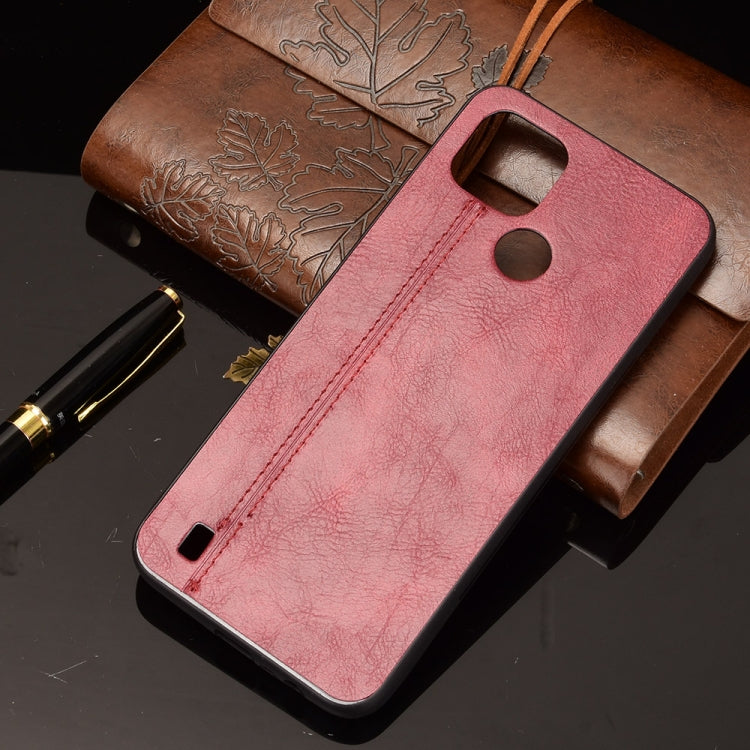 For OPPO Realme C21 Shockproof Sewing Cow Pattern Skin PC + PU + TPU Case