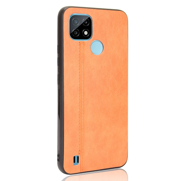 For OPPO Realme C21 Shockproof Sewing Cow Pattern Skin PC + PU + TPU Case