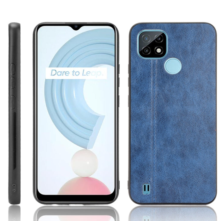 For OPPO Realme C21 Shockproof Sewing Cow Pattern Skin PC + PU + TPU Case
