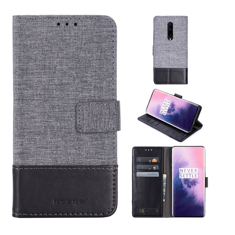 For OnePlus 7 Pro MUXMA MX102 Horizontal Flip Canvas Leather Case with Stand & Card Slot & Wallet Function