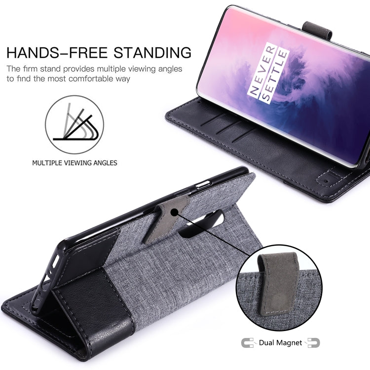 For OnePlus 7 Pro MUXMA MX102 Horizontal Flip Canvas Leather Case with Stand & Card Slot & Wallet Function