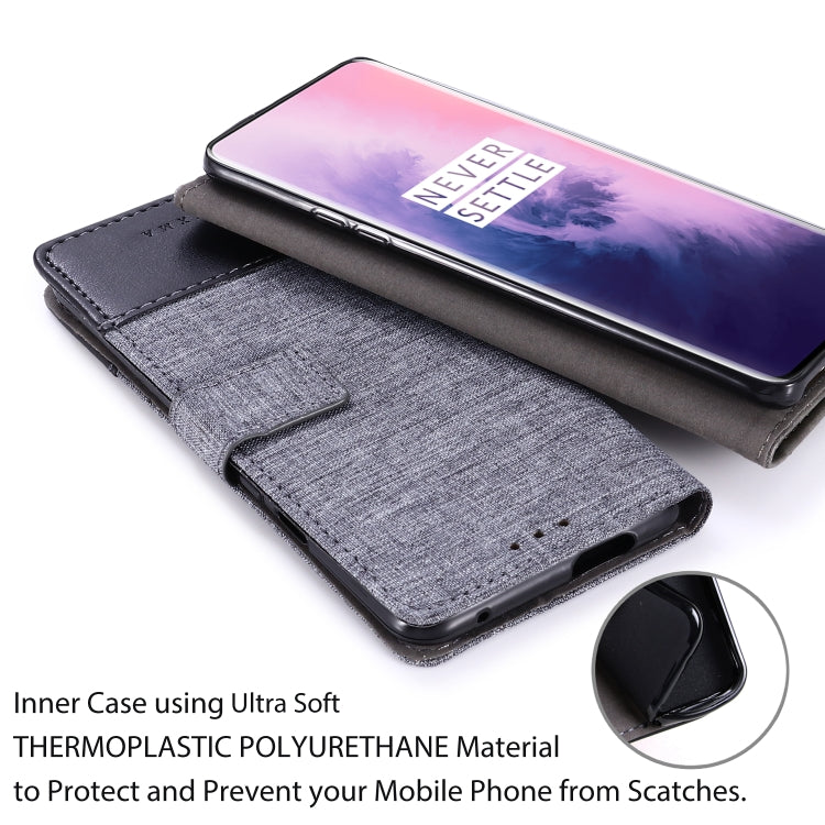 For OnePlus 7 Pro MUXMA MX102 Horizontal Flip Canvas Leather Case with Stand & Card Slot & Wallet Function