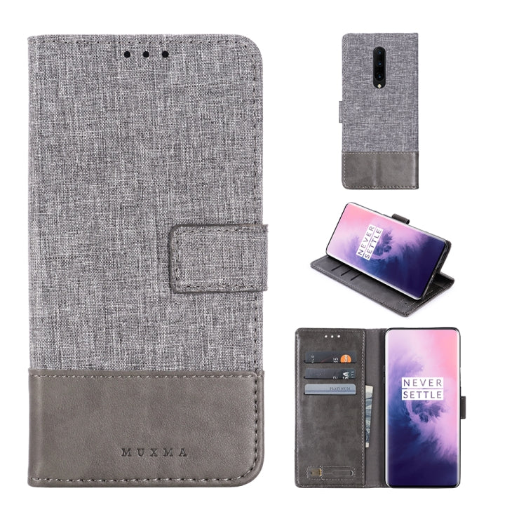 For OnePlus 7 Pro MUXMA MX102 Horizontal Flip Canvas Leather Case with Stand & Card Slot & Wallet Function