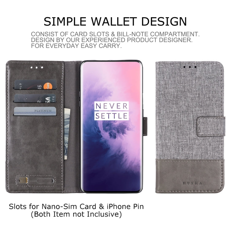 For OnePlus 7 Pro MUXMA MX102 Horizontal Flip Canvas Leather Case with Stand & Card Slot & Wallet Function