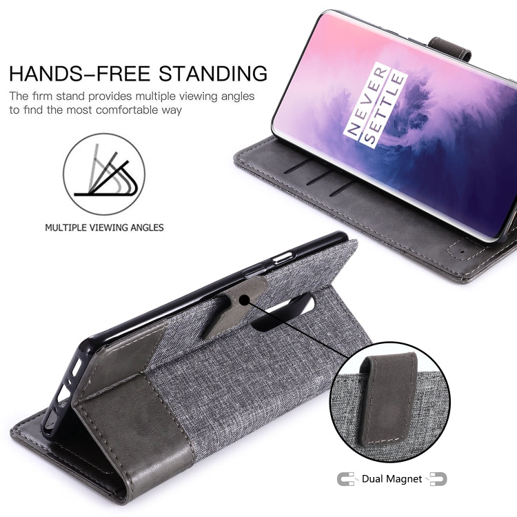 For OnePlus 7 Pro MUXMA MX102 Horizontal Flip Canvas Leather Case with Stand & Card Slot & Wallet Function