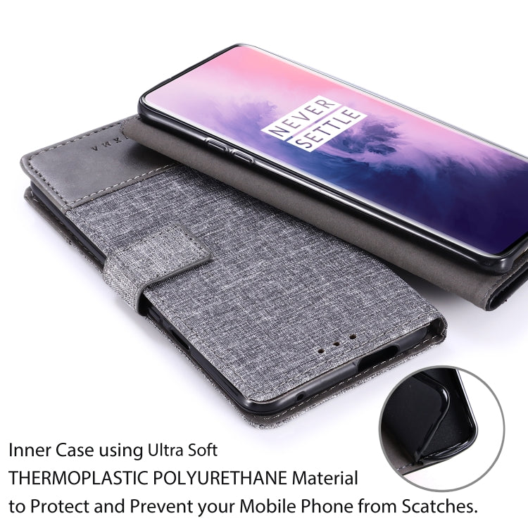 For OnePlus 7 Pro MUXMA MX102 Horizontal Flip Canvas Leather Case with Stand & Card Slot & Wallet Function