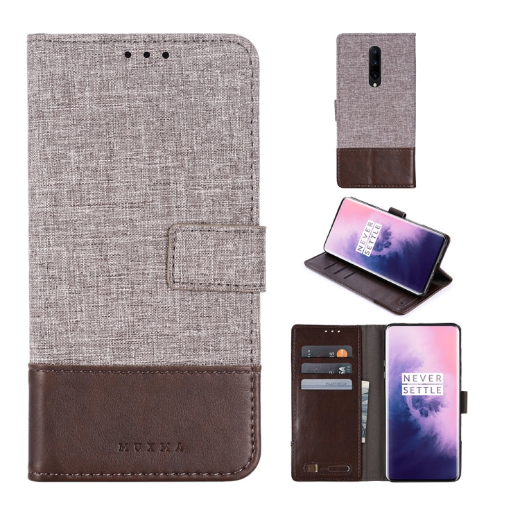 For OnePlus 7 Pro MUXMA MX102 Horizontal Flip Canvas Leather Case with Stand & Card Slot & Wallet Function