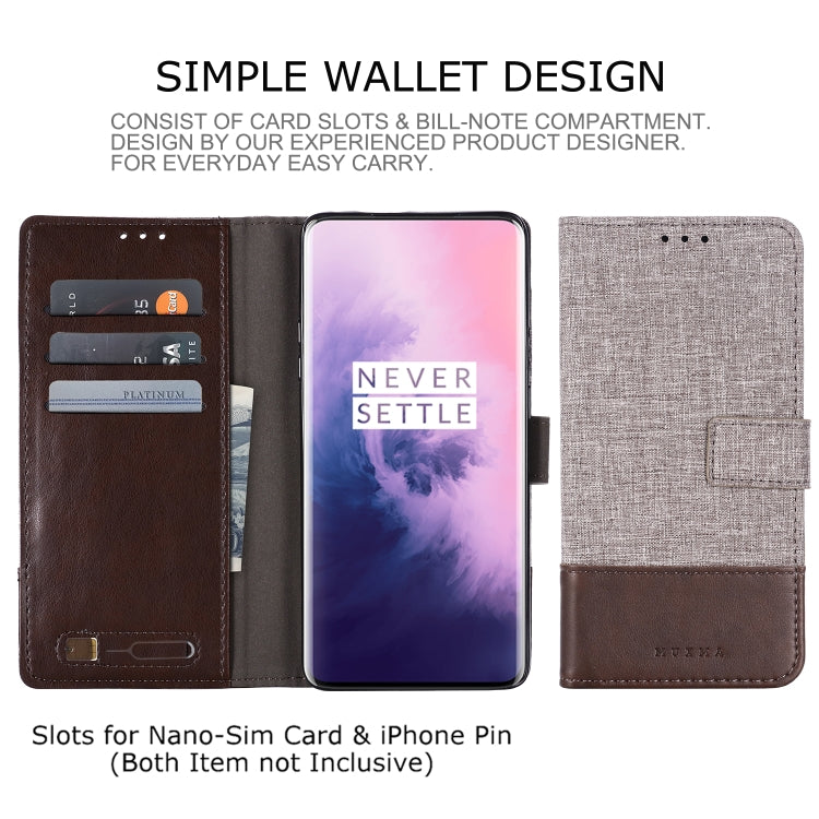 For OnePlus 7 Pro MUXMA MX102 Horizontal Flip Canvas Leather Case with Stand & Card Slot & Wallet Function