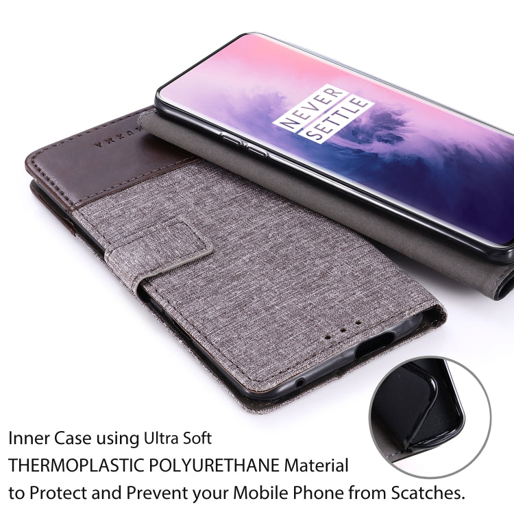 For OnePlus 7 Pro MUXMA MX102 Horizontal Flip Canvas Leather Case with Stand & Card Slot & Wallet Function