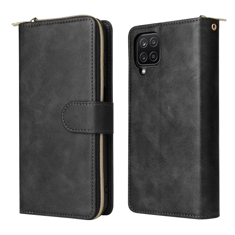 For Samsung Galaxy A12 5G Zipper Wallet Bag Horizontal Flip PU Leather Case with Holder & 9 Card Slots & Wallet & Lanyard & Photo Frame