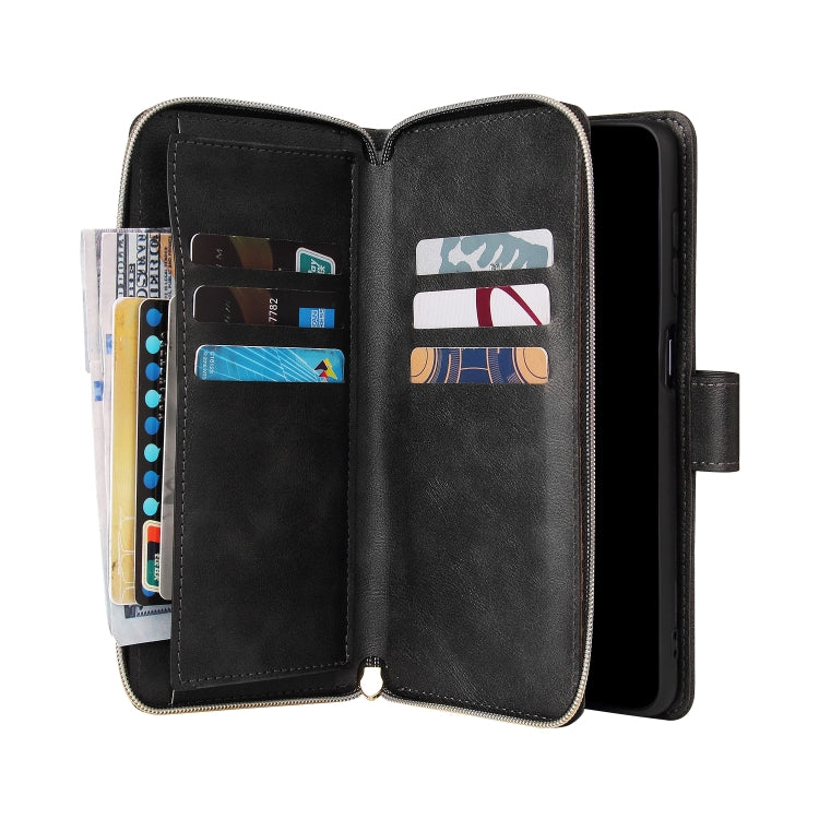 For Samsung Galaxy A12 5G Zipper Wallet Bag Horizontal Flip PU Leather Case with Holder & 9 Card Slots & Wallet & Lanyard & Photo Frame