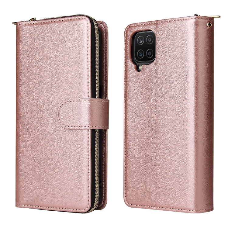 For Samsung Galaxy A12 5G Zipper Wallet Bag Horizontal Flip PU Leather Case with Holder & 9 Card Slots & Wallet & Lanyard & Photo Frame