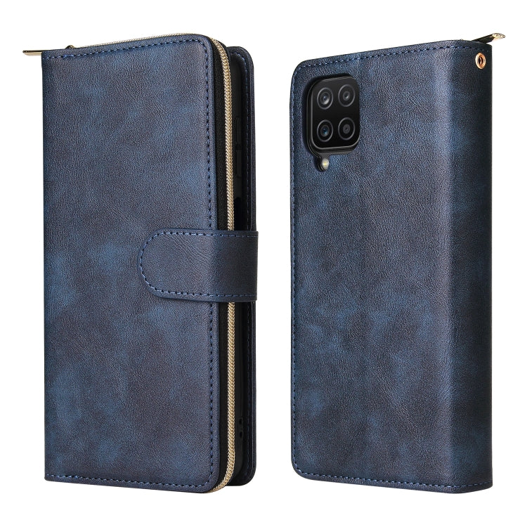 For Samsung Galaxy A12 5G Zipper Wallet Bag Horizontal Flip PU Leather Case with Holder & 9 Card Slots & Wallet & Lanyard & Photo Frame
