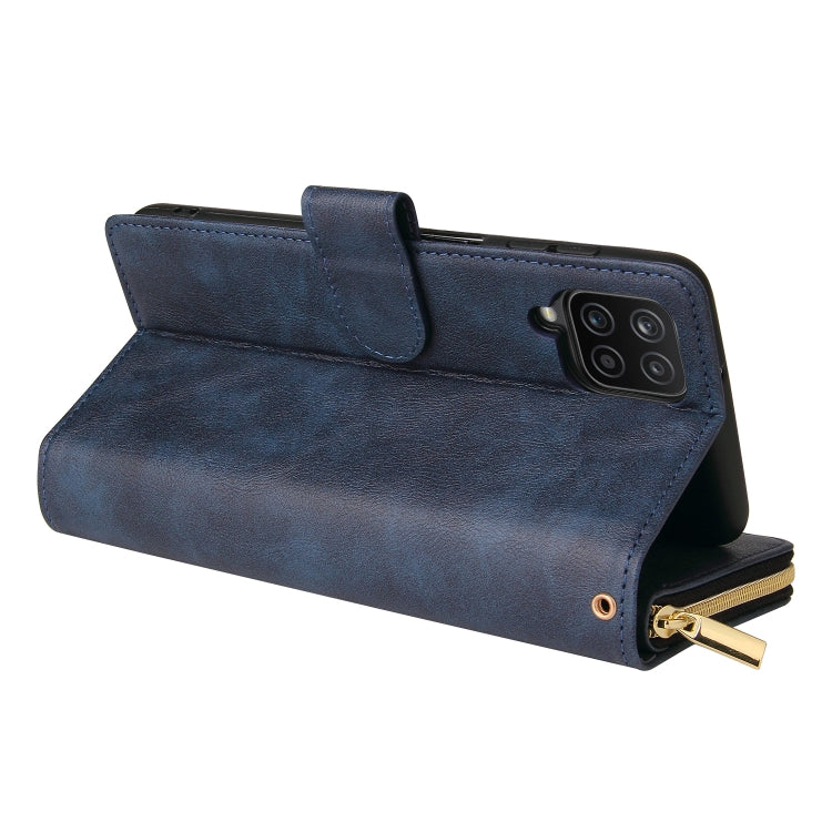 For Samsung Galaxy A12 5G Zipper Wallet Bag Horizontal Flip PU Leather Case with Holder & 9 Card Slots & Wallet & Lanyard & Photo Frame