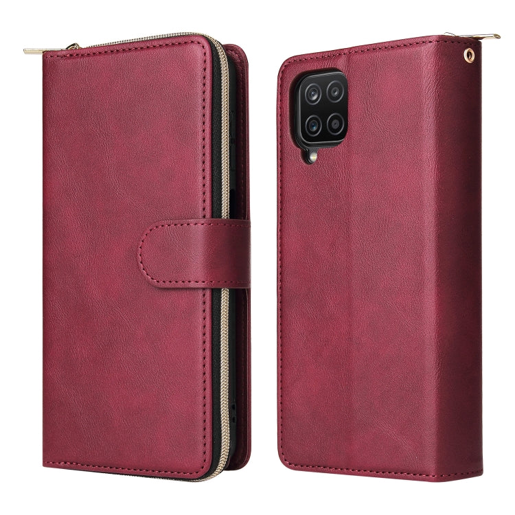 For Samsung Galaxy A12 5G Zipper Wallet Bag Horizontal Flip PU Leather Case with Holder & 9 Card Slots & Wallet & Lanyard & Photo Frame