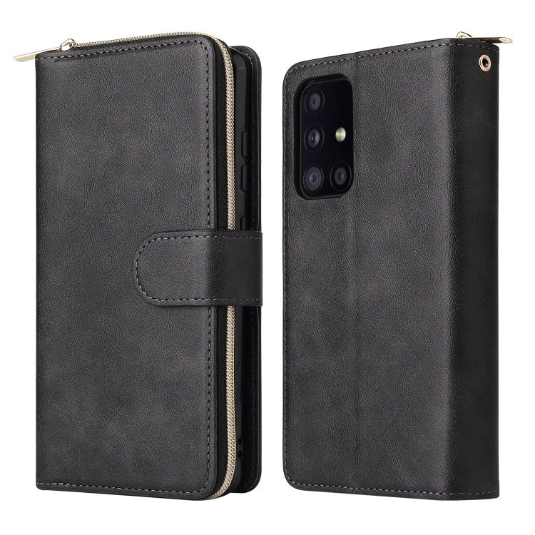For Samsung Galaxy A52 5G Zipper Wallet Bag Horizontal Flip PU Leather Case with Holder & 9 Card Slots & Wallet & Lanyard & Photo Frame