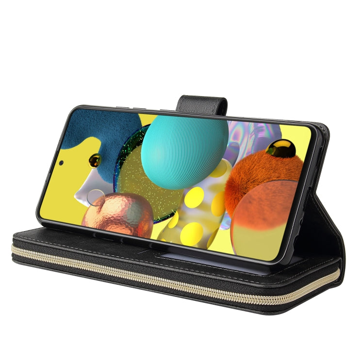For Samsung Galaxy A52 5G Zipper Wallet Bag Horizontal Flip PU Leather Case with Holder & 9 Card Slots & Wallet & Lanyard & Photo Frame