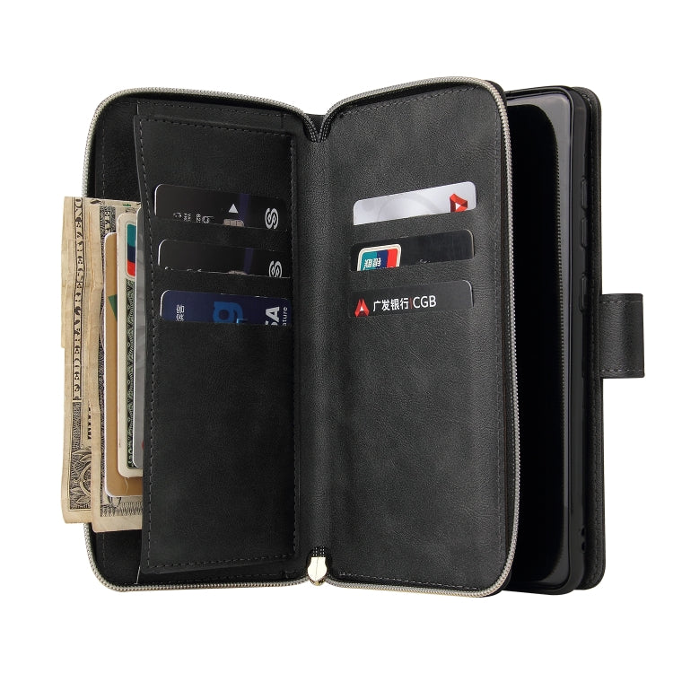 For Samsung Galaxy A52 5G Zipper Wallet Bag Horizontal Flip PU Leather Case with Holder & 9 Card Slots & Wallet & Lanyard & Photo Frame