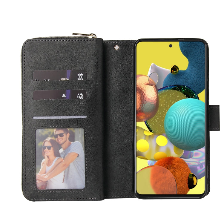 For Samsung Galaxy A52 5G Zipper Wallet Bag Horizontal Flip PU Leather Case with Holder & 9 Card Slots & Wallet & Lanyard & Photo Frame